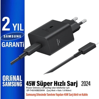 Samsung Galaxy A56 5g - A36 5g Süper Hızlı Şarj Aleti 45W (Orjinal Samsung Türkiye