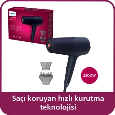 Philips 5000 Serisi Saç Kurutma Makinesi, 2300w, ThermoShield teknolojisi, İyonik Bakım,