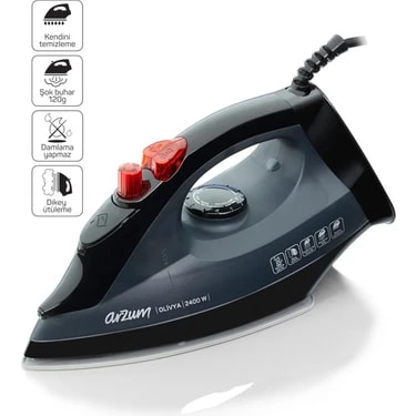 Arzum AR684 Olivya Buharlı Ütü 2400W, Seramik Taban, Dikey Buhar, Şok Buhar, Damlama Önleme,