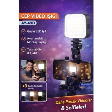 vooka Cep Video Işığı – Telefon & Kamera Için LED Video Çekim Işığı, Taşınabilir Vlog Selfie Işığı,