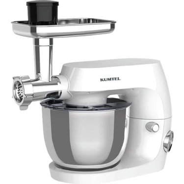 Kumtel 1500W Çok Fonksiyonlu Stand Mikser 5 Litre Beyaz Metal Hazne ile Hamur