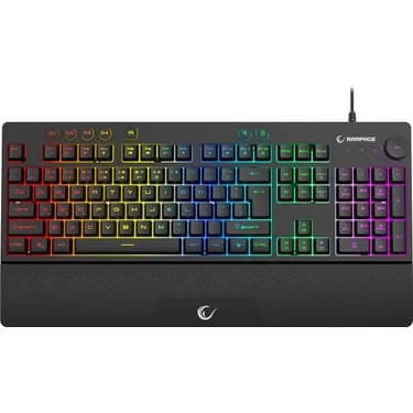 Rampage KB-GX65 SIMULA USB RGB Aydınlatmalı 4 Makro Tuşlu English Layout Bilek Destekli Gaming