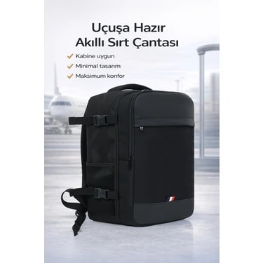D'Vers Smart Kabin Boy Laptop ve Tablet Bölmeli, Suya Dayanıklı, Seyahat, Valiz, Sırt