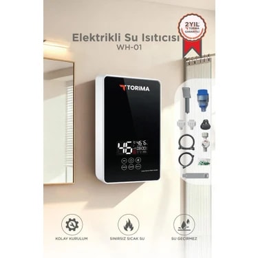 Torima Şofben Elektrikli Su Isıtıcı 7000W Banyo Mutfak Tipi Duvara Monte Su Isıtıcısı WH01