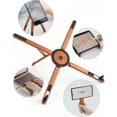 Fibaks Cep Boy Portatif 4'ü 1 Arada Manyetik Alüminyum Stand Laptop Tablet Telefon Tutucu Tripod