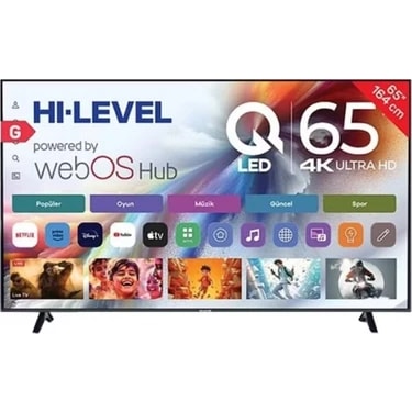 Hi-Level HL65QMN252SC-S Frameless 65" 165 Ekran Uydu Alıcılı 4K Ultra HD webOS Smart QLED