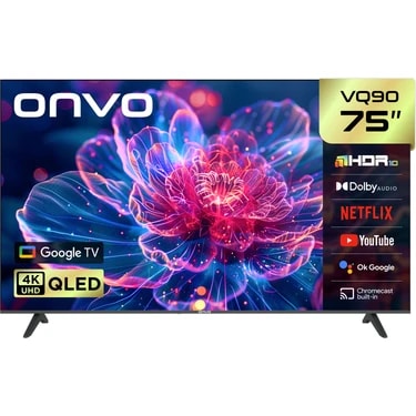 Onvo 75VQ90F3UA 75'' 190 Ekran Uydu Alıcılı 4K Ultra HD Google Smart QLED