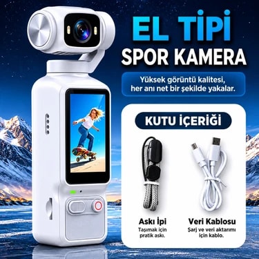 Azurtech LK-032 El Tipi Mini Gimbal Spor Kamera 1080P Hd Vlog Kamerası Döner Lensli Action