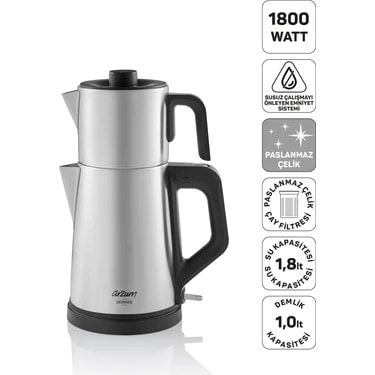 Arzum AR3129 Deminde Çay Makinesi 1800W, 1 L Demlik Kapasitesi,