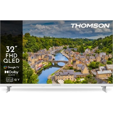 THOMSON 32FQG3S15CW 32 İnç 80 Ekran FHD QLED Google TV, 12V Adaptörlü Karavan Uyumlu TV,