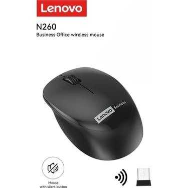 Lenovo N260 Kablosuz Sessiz Mouse Siyah