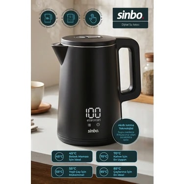 Sinbo SK-8042 Dokunmatik Kontrollü Dijital Kettle 1.8 L Sıcaklık Ayarlı Su Isıtıcı
