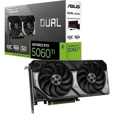 ASUS DUAL-RTX5060TI-O16G-NVIDIA-GEFORCE-RTX 5060 TI-16G-16GB GDDR7-128bit--OC-HDMI-3xDP-DLSS4 EKRAN
