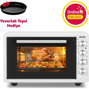 Simfer 4262 Beyaz 42 Lt Turbo Fan Piliç Peçirme Mini/midi Fırın - 6 Fonksiyon,yoğurt Yapma, Buz