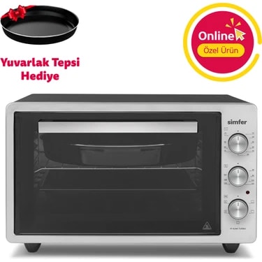 Simfer 4244 İnox Gri 42 LT Turbo Fan Mini/Midi Fırın - 6 Fonksiyon,Yoğurt Yapma, Buz Çözme & İç