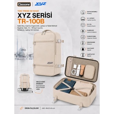 Classone Xyz Serisi TR-100B Kabin Boy ,uçak Içi , Ergonomik, Laptop ve Tablet Bölmeli, Seyahat,