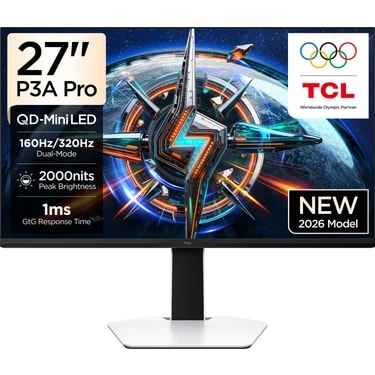 TCL 27P3A Pro Gaming Monitörü 27" 1ms 320Hz Qhd 2k Qd-Mini LED Fps Oyuncu Monitörü (Hdmı+Dp, 1196
