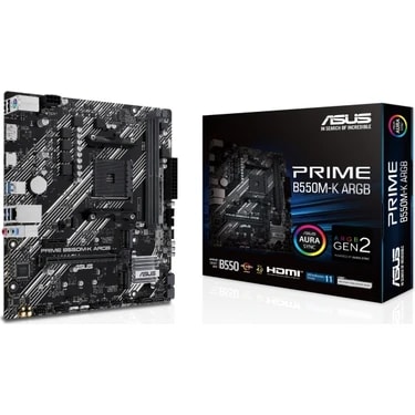 ASUS PRIME B550M-K ARGB AMD B550 AM4 DDR4 4866 DP HDMI Çift M2 USB3.2 AURA RGB