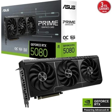 ASUS PRIME-RTX5080-O16G-NVIDIA-GEFORCE-RTX 5080-16GB GDDR7-256bit--OC-HDMI-3xDP-DLSS4 EKRAN