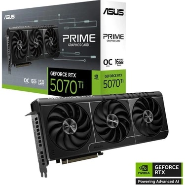 ASUS PRIME-RTX5070TI-O16G-NVIDIA-GEFORCE-RTX 5070 TI-16GB GDDR7-256bit--OC-2xHDMI-3xDP-DLSS4 EKRAN