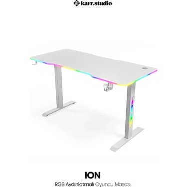 Karr Gaming Ion 25 mm Kalınlık RGB Aydınlatmalı Beyaz Karbon Fiber Kaplama Oyuncu