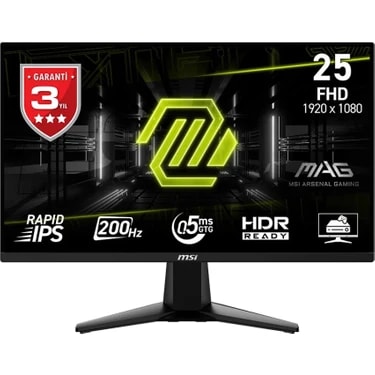 MSI Msı 24.5" Rapıd IPS Mag 255F E20 0.5ms 200Hz Hdmı-Dp Gaming Monitör
