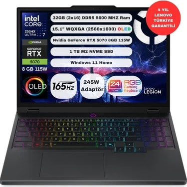 Lenovo Legion 5 Intel Core Ultra 7 255HX 32GB 1TB SSD RTX5070 Windows 11 Home 15.1" OLED 165Hz