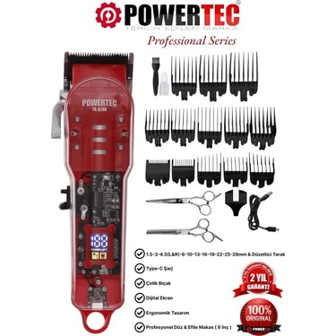 Powertec TR-3100 Profesyonel Şarjlı Saç Sakal Tıraş Makinesi | Makas