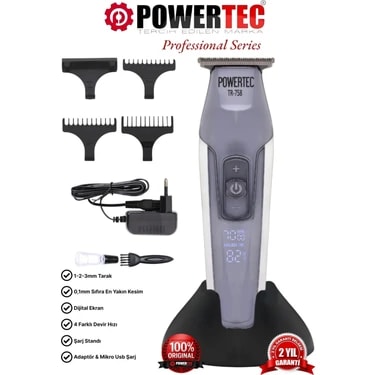 Powertec TR-758 Profesyonel Sakal Ense Tıraş Makinesi (0.1mm - Sıfıra En