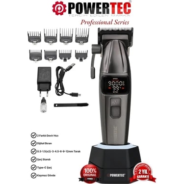 Powertec TR-4646 Profesyonel Saç Sakal Tıraş Makinesi ( 0.5mm Tarak Dahil