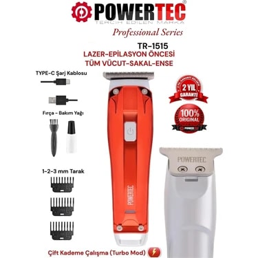 Powertec TR-1515 Lazer-Epilasyon Öncesi Tüm Vücut Tıraş Makinesi