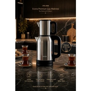 Evona Çelik 2 In 1 Çay Makinesi Su Isıtıcısı & Çaycı