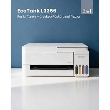 Epson Eco Tank L3356 Wi-Fi + Tarayıcı + Fotokopi Renkli Çok Fonksiyonlu Tanklı Mürekkep Püskürtmeli