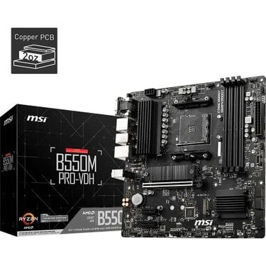 MSI B550M PRO-VDH AM4 DDR4 4400(OC) HDMI DP VGA M.2 USB3.2 MATX