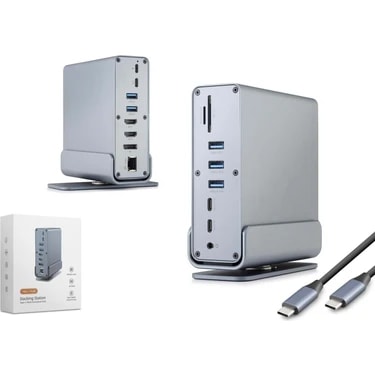Hadron HDX7065 Type-C 3.0 Combo Hub Docking Station HDMI 4K 60Hz Dp Lan USB Aux Kart Okuyucu 16