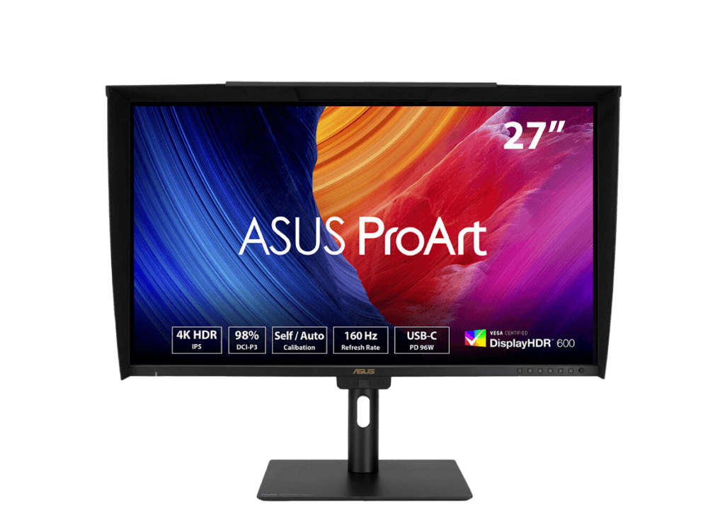 ASUS ProArt PA27UCGE 27 inç 4K IPS 3840x2160 1ms 160Hz 600CD DP HDMI USB-C Hoparlör HDR-10 HLG Auto KVM PD 96W Pivot Monitör