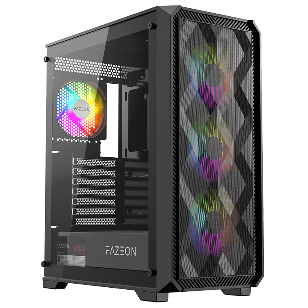 FAZEON F4 PLUS 650W 80+ Bronze Tempered Glass Mesh 4x ARGB Fanlı Siyah E-ATX Bilgisayar Kasası
