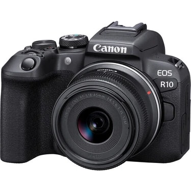 Canon Eos R10 18-45 mm 20.1 MP Aynasız Fotoğraf Makinesi 4K Video Çözünürlüğü ve Siyah