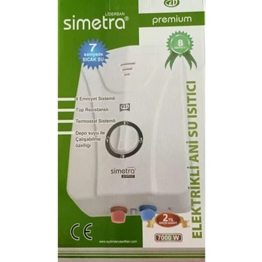 Simetra Premium Elektrikli Şofben 7000 W Güçlü Ani Su Isıtıcı 7 lt/dk Kapasite ile 8