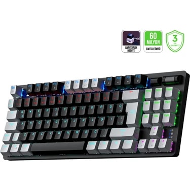 Gamepower Eva 5 60M Mekanik Red Switch Türkçe Q 88 Tuş USB Gaming Klavye - 3 Yıl