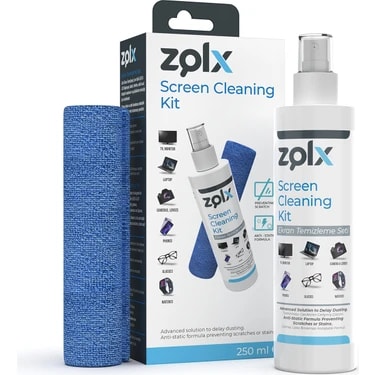 Zolx Ekran Temizleme Seti 250ml (MİKROFİBER BEZ HEDİYE) Tv, Bilgisayar, Notebook, Monitör, Gözlük,