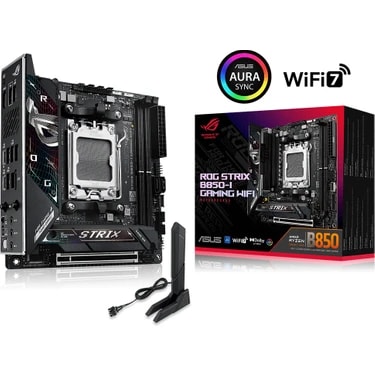 ASUS ROG STRIX B850-I GAMING WIFI AMD B850 AM5 DDR5 8400 DP HDMI Çift M2 USB3.2 Gen 2x2 WiFi 7 + BT