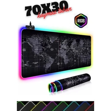 Sarftech Sartech 70X30 RGB LED Işıklı Dünya Desenli Oyuncu Mouse Pad Kumaş Malzeme ile Bilek