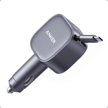 Anker Nano 75W Araç Şarj Cihazı - Ultra Kompakt - Dahili Geri Çekilebilir Usb-C Kablolu - A2738