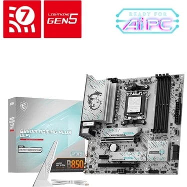 Msı MB B850M Gamıng Plus Wıfı Am5 Ddr5 8200MHZ(OC) HDMI Dp 2x M.2 USB 10GBS 5g Lan Wı-Fı 7