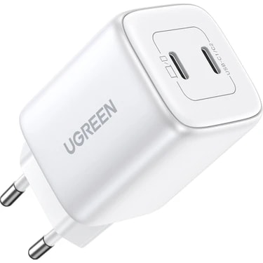 UGREEN Nexode 45W GaN Hızlı Şarj Cihazı QC PD 2xUSB-C, Beyaz -