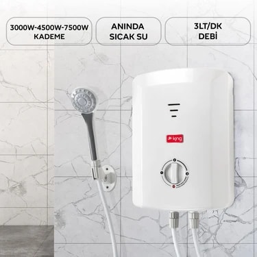 King K 7008 Ekvator Ani Su Isıtıcı 7000 W Güç 8 Litre Kapasite ile Hızlı
