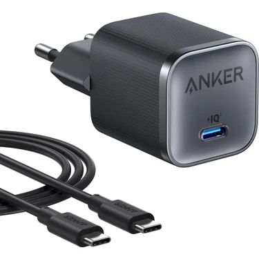 Anker Nano 45W USB-C Şarj Cihazı, 1.8 m Kablo Dahil, Siyah -