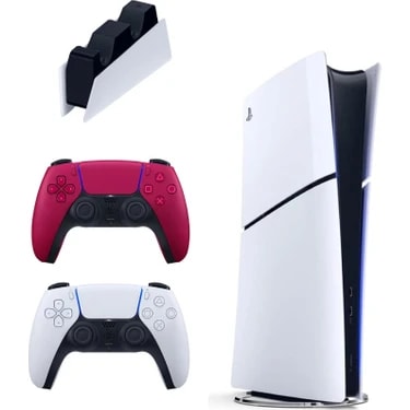 Sony Playstation 5 Slim Digital 825 GB + Şarj Istasyonu + 2. Kırmızı Dualsense Ithalatçı