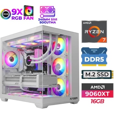 Xaser SOVAX70 Ryzen 7 7800X3D 32GB Ddr5 Ram 1tb M.2 Nvme SSD 16GB RX9060 Xt Sıvı Soğutmalı Oyuncu